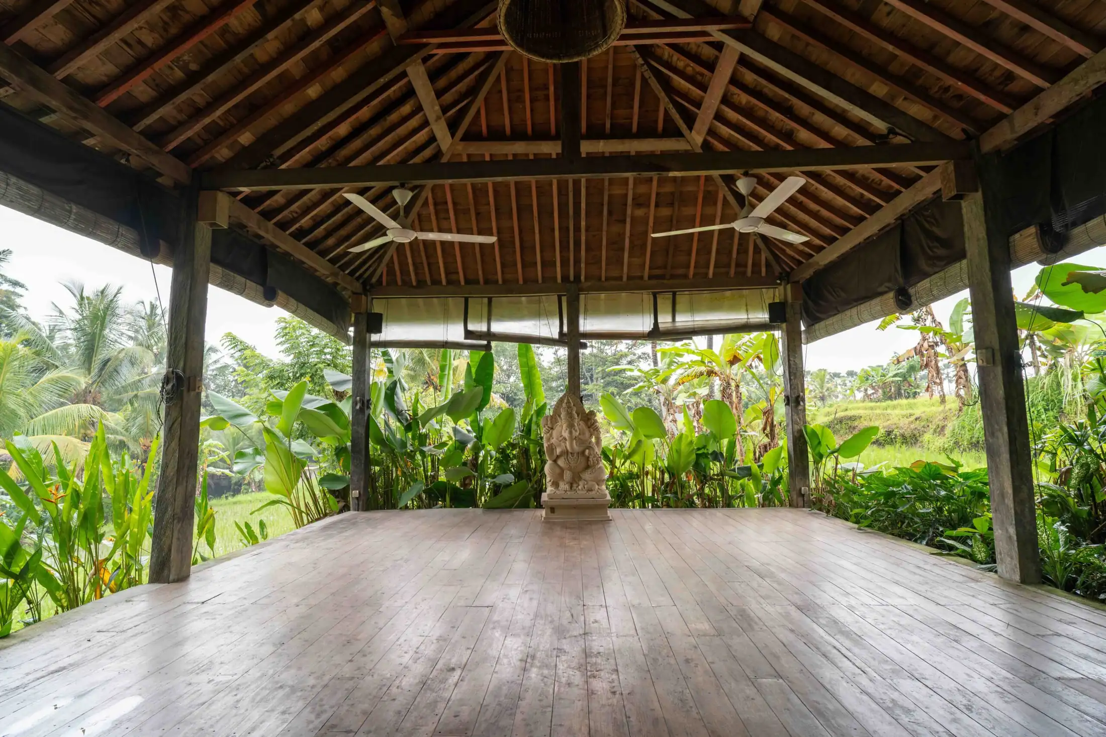 The open yoga shala at Senses Bali