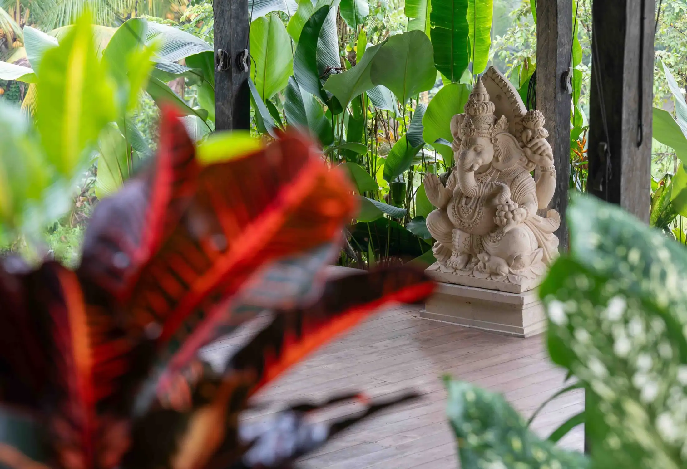The shala at Senses Bali opening onto the green outside Ubud