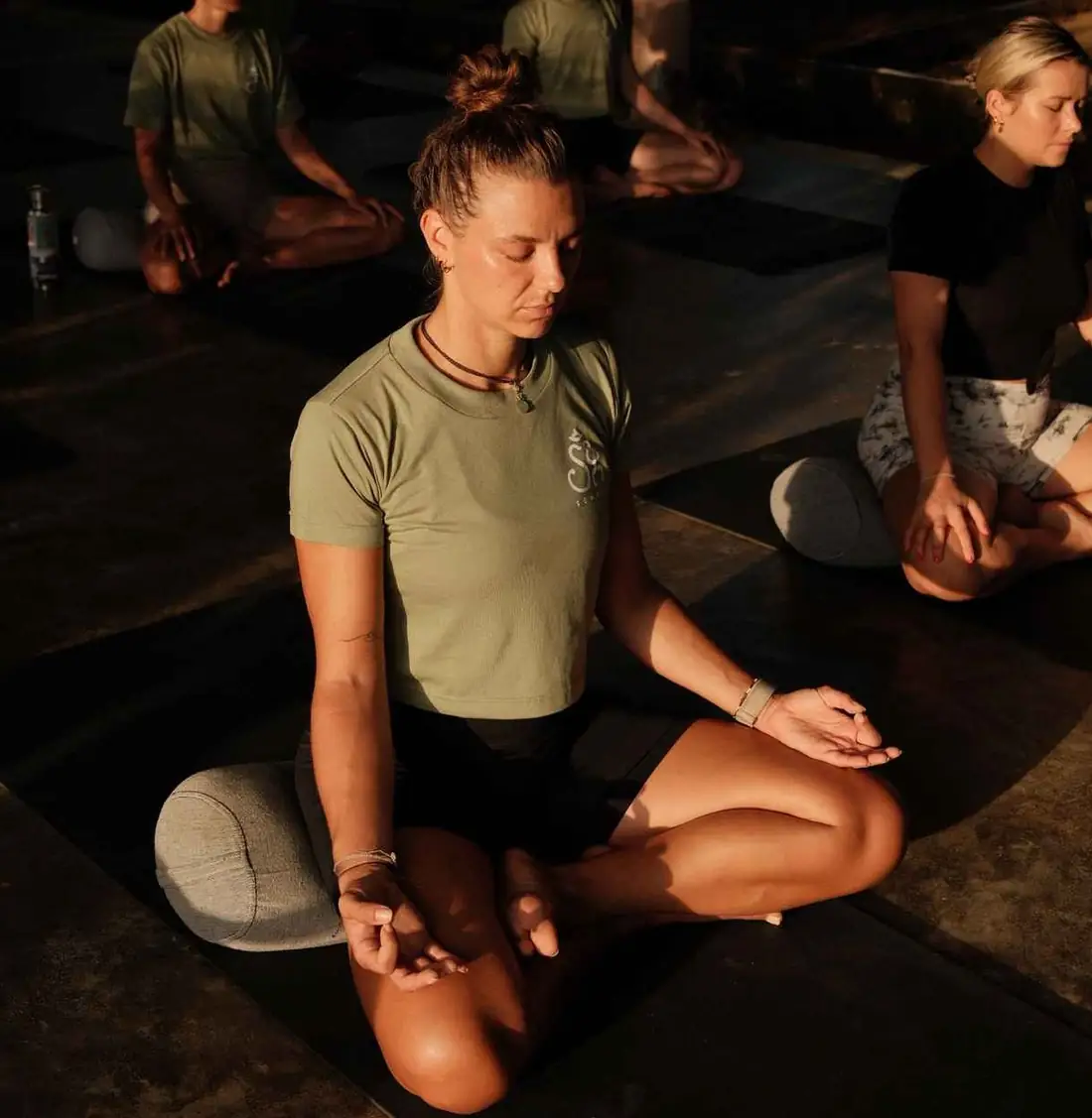 A meditation class in the shala at Senses in Ahangama